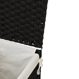 Cesto Portabiancheria con Coperchio Nero 46x33x60 cm Polyrattan