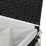 Cesto Portabiancheria con Ruote Nero 60x35x60,5 cm Rattan