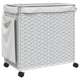 Cesto Portabiancheria con Ruote Bianco 60x35x60,5 cm Rattan