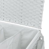 Cesto Portabiancheria con Ruote Bianco 60x35x60,5 cm Rattan