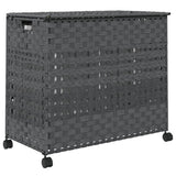Cesto Portabiancheria con Ruote Grigio 66x35x60 cm Rattan