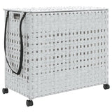 Cesto Portabiancheria con Ruote Bianco 66x35x60 cm Rattan
