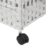 Cesto Portabiancheria con Ruote Bianco 66x35x60 cm Rattan