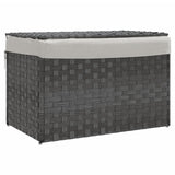 Cesto Portabiancheria Coperchio Grigio 55,5x35x34 cm Polyrattan