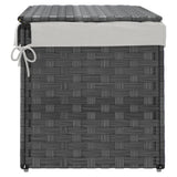 Cesto Portabiancheria Coperchio Grigio 55,5x35x34 cm Polyrattan