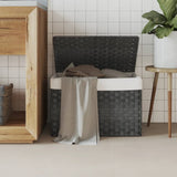 Cesto Portabiancheria Coperchio Grigio 55,5x35x34 cm Polyrattan