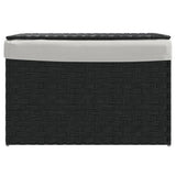 Cesto Portabiancheria Coperchio Nero 55,5x35x34 cm Polyrattan