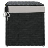 Cesto Portabiancheria Coperchio Nero 55,5x35x34 cm Polyrattan