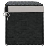 Cesto Portabiancheria Coperchio Nero 55,5x35x34 cm Polyrattan