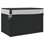 Cesto Portabiancheria Coperchio Nero 55,5x35x34 cm Polyrattan