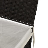 Cesto Portabiancheria Coperchio Nero 55,5x35x34 cm Polyrattan