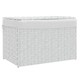 Cesto Portabiancheria Coperchio Bianco 55,5x35x34 cm Polyrattan