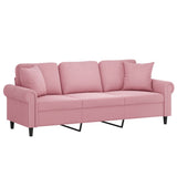 Divano a 3 Posti con Cuscini Rosa 180 cm in Velluto