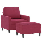 Poltrona con Poggiapiedi Rosso Vino 60 cm in Velluto