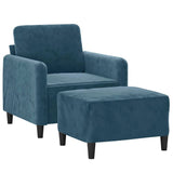 Poltrona con Poggiapiedi Blu 60 cm in Velluto