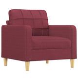 Set di Divani 4 pz con Cuscini Rosso Vino in Tessuto