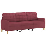 Set di Divani 4 pz con Cuscini Rosso Vino in Tessuto