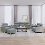 Set Divani 4 pz con Cuscini Grigio Chiaro in Tessuto