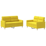 Set di Divani 2 pz con Cuscini Giallo Chiaro in Tessuto