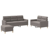 Set di Divani 3 pz con Cuscini Tortora in Tessuto