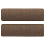 Set di Divani 3 pz con Cuscini Marrone in Tessuto