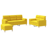 Set di Divani 3 pz con Cuscini Giallo Chiaro in Tessuto