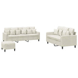 Set di Divani 3 pz con Cuscini Crema in Velluto