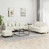 Set di Divani 3 pz con Cuscini Crema in Velluto