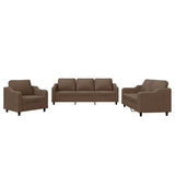 Set di Divani 3 pz con Cuscini Marrone in Tessuto