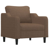 Set di Divani 3 pz con Cuscini Marrone in Tessuto