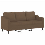 Set di Divani 4 pz con Cuscini Marrone in Tessuto