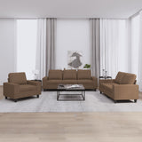 Set di Divani 3 pz Marrone in Tessuto