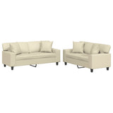Set di Divani 2 pz con Cuscini Crema in Similpelle