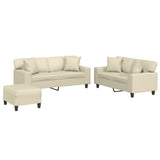 Set di Divani 3 pz con Cuscini Crema in Similpelle