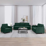 Set di Divani 3 pz Verde Scuro in Velluto