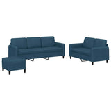 Set di Divani 3 pz Blu in Velluto