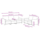 Set di Divani 2 pz con Cuscini Grigio Chiaro in Velluto
