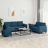 Set di Divani 3 pz con Cuscini Blu in Velluto