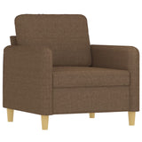 Set di Divani 3 pz con Cuscini Marrone in Tessuto