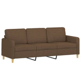 Set di Divani 3 pz con Cuscini Marrone in Tessuto