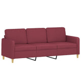 Set di Divani 4 pz con Cuscini Rosso Vino in Tessuto