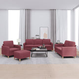 Set di Divani 4 pz con Cuscini Rosso Vino in Tessuto
