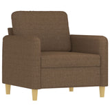 Set di Divani 3 pz con Cuscini Marrone in Tessuto