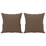 Set di Divani 3 pz con Cuscini Marrone in Tessuto