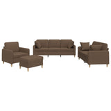 Set di Divani 4 pz con Cuscini Marrone in Tessuto