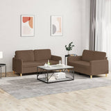 Set di Divani 2 pz con Cuscini Marrone in Tessuto