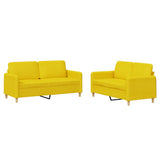 Set di Divani 2 pz con Cuscini Giallo Chiaro in Tessuto