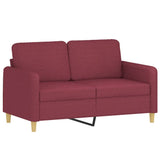 Set di Divani 2 pz con Cuscini Rosso Vino in Tessuto