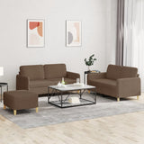 Set di Divani 3 pz con Cuscini Marrone in Tessuto