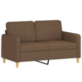 Set di Divani 2 pz con Cuscini Marrone in Tessuto